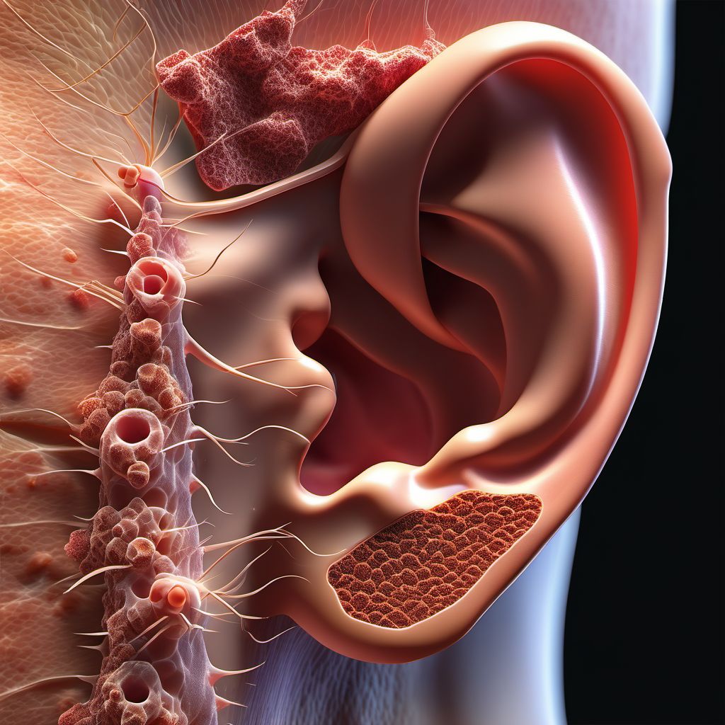 Basal cell carcinoma of skin of ear and external auricular canal digital illustration