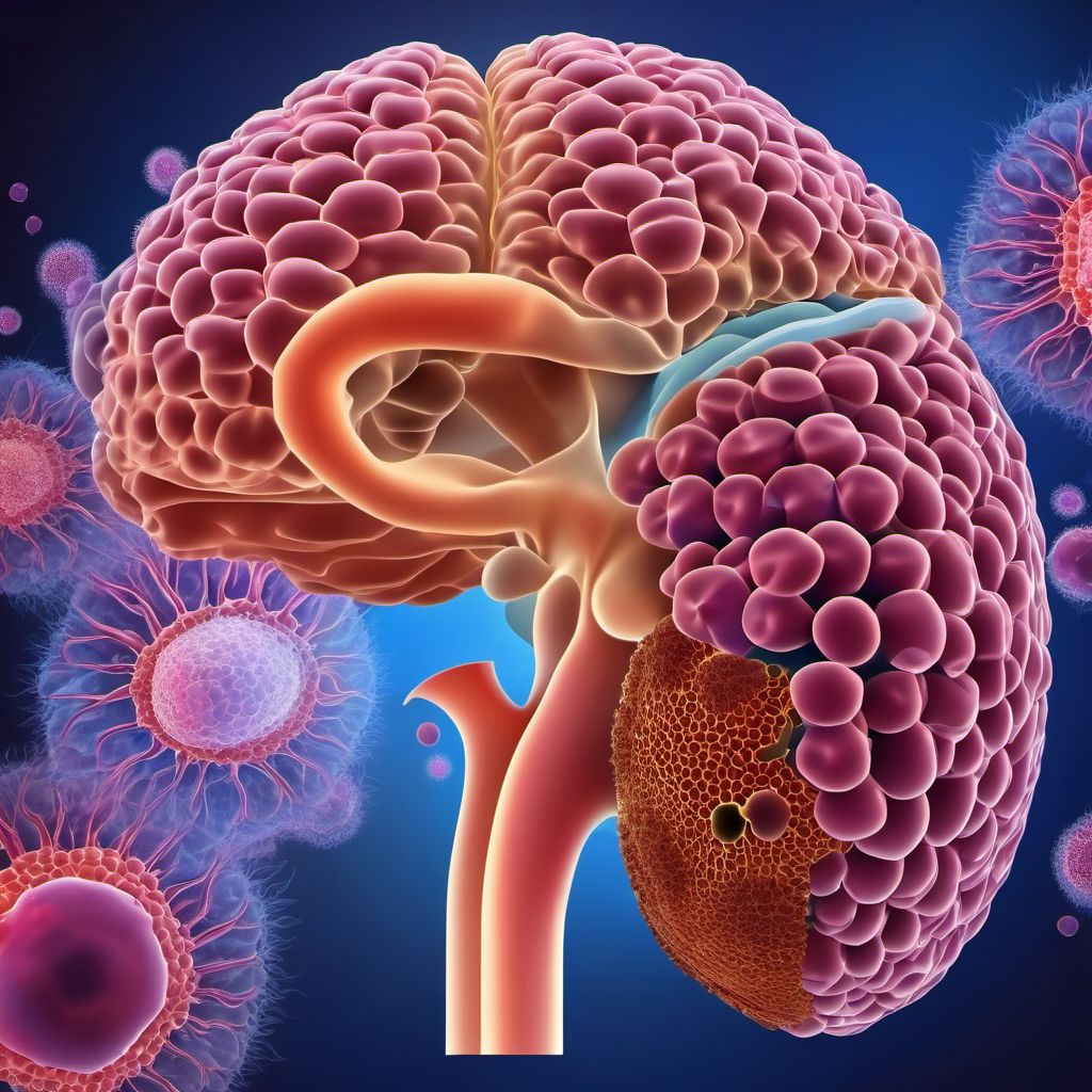 Secondary malignant neoplasm of respiratory and digestive organs digital illustration