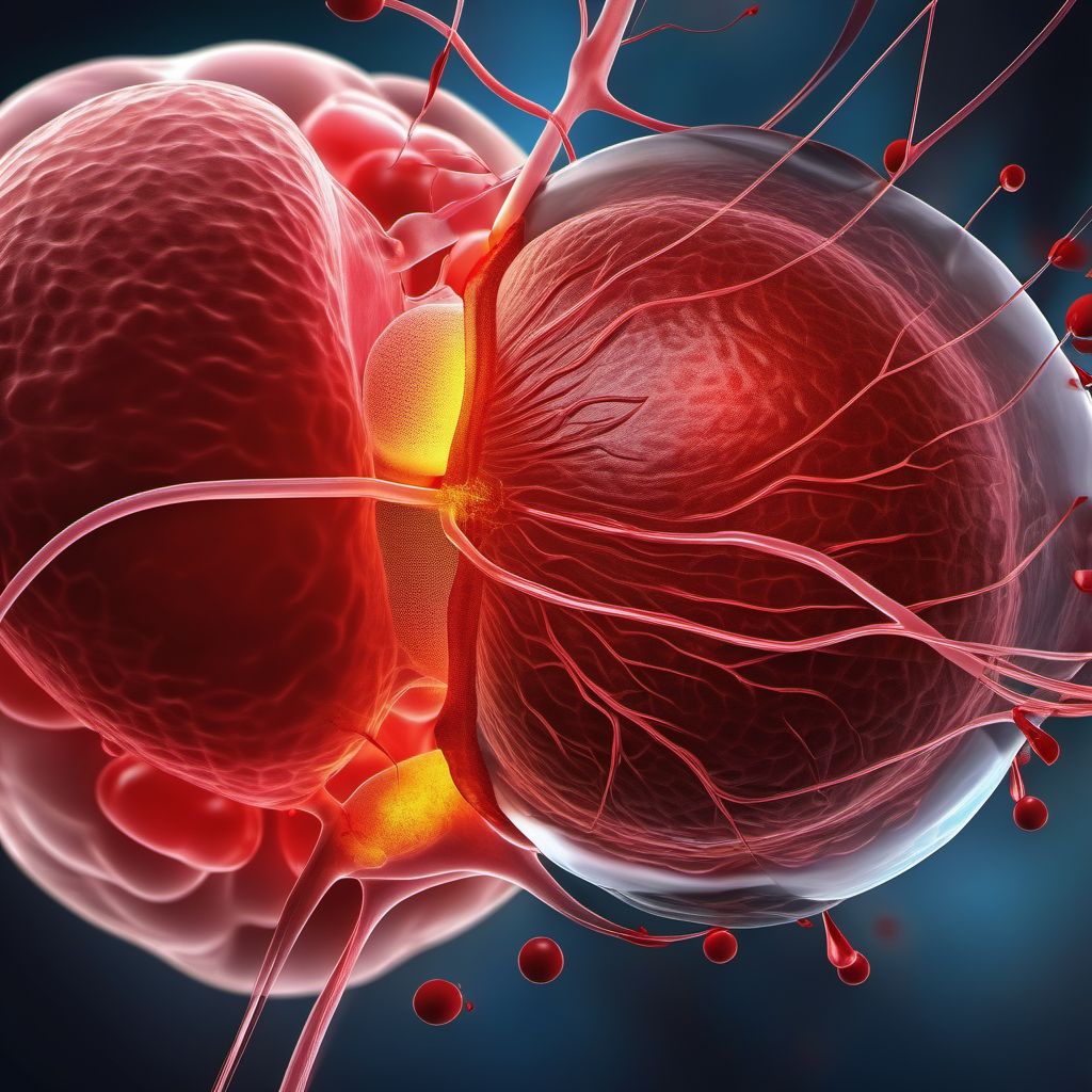 Intraoperative hemorrhage and hematoma of the spleen complicating a procedure digital illustration