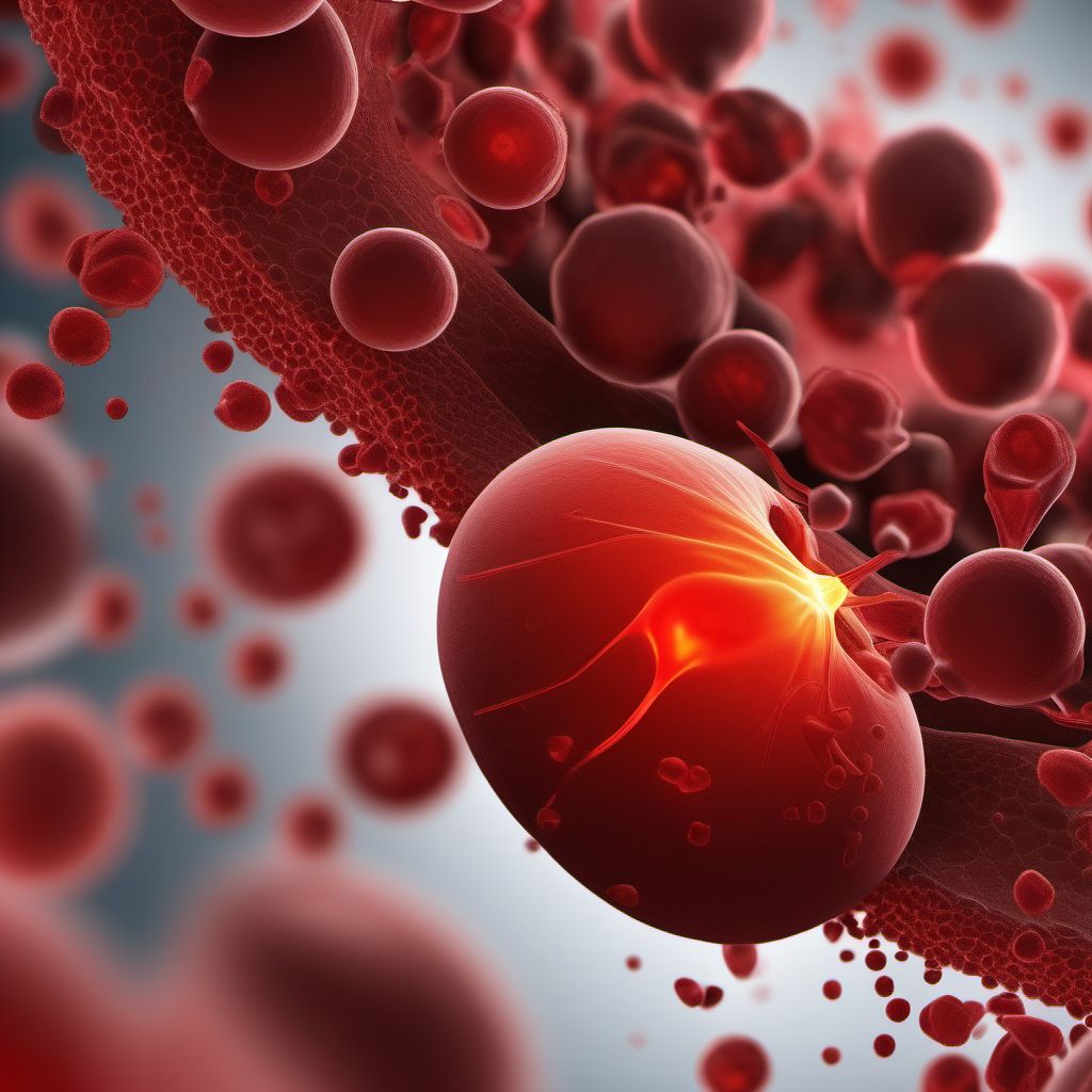 Postprocedural hemorrhage of the spleen following a procedure digital illustration