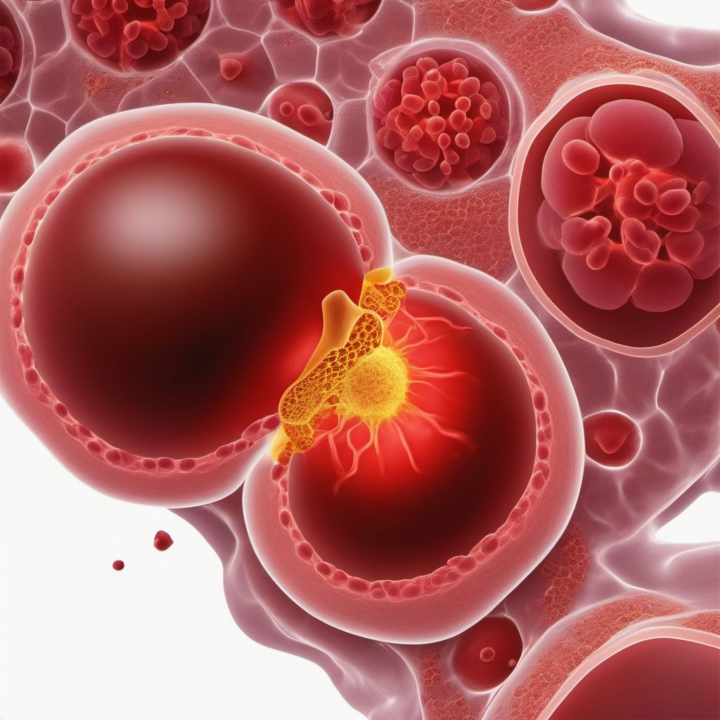 Postprocedural hematoma and seroma of the spleen following a procedure digital illustration