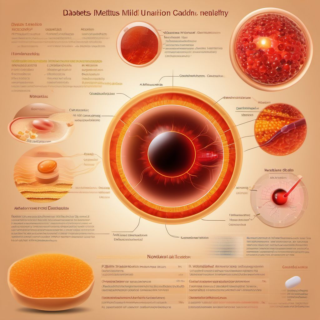 Diabetes mellitus due to underlying condition with mild nonproliferative diabetic retinopathy digital illustration