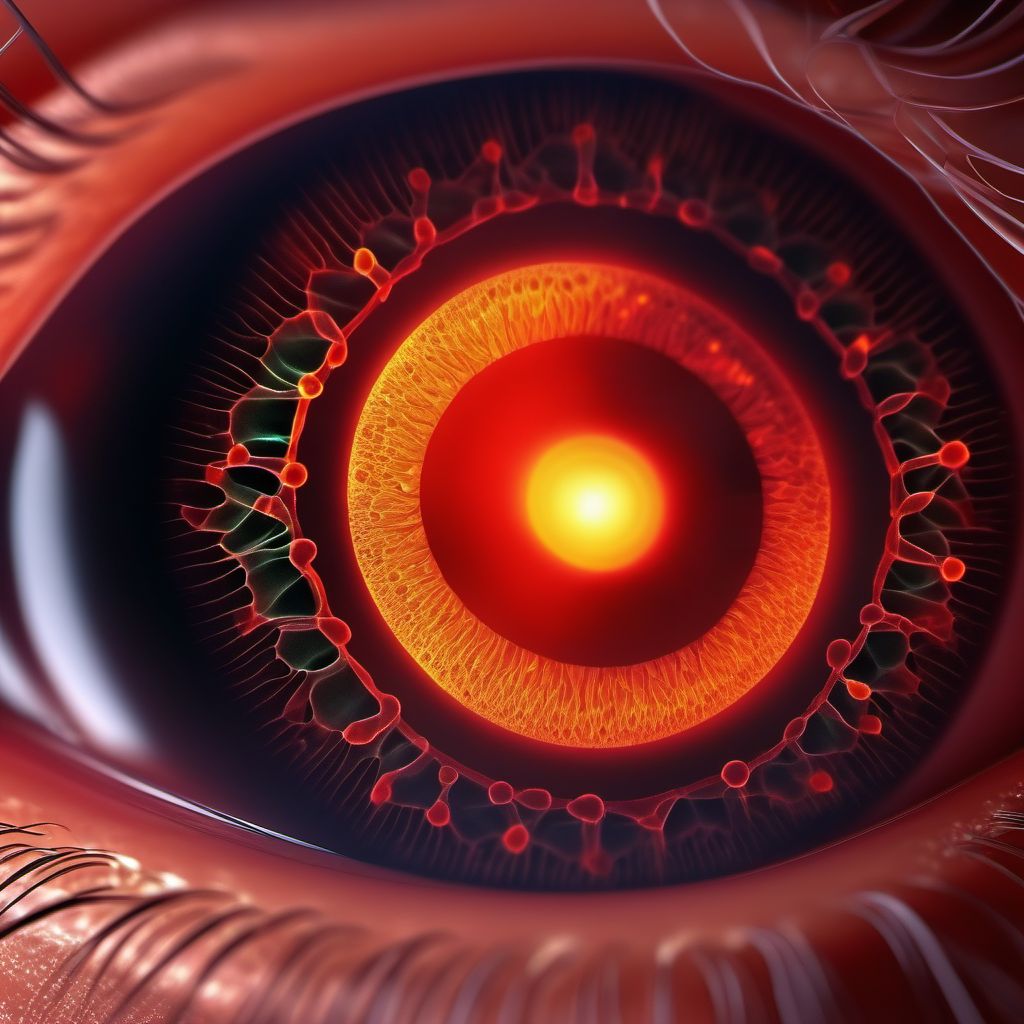 Drug or chemical induced diabetes mellitus with proliferative diabetic retinopathy with traction retinal detachment not involving the macula digital illustration