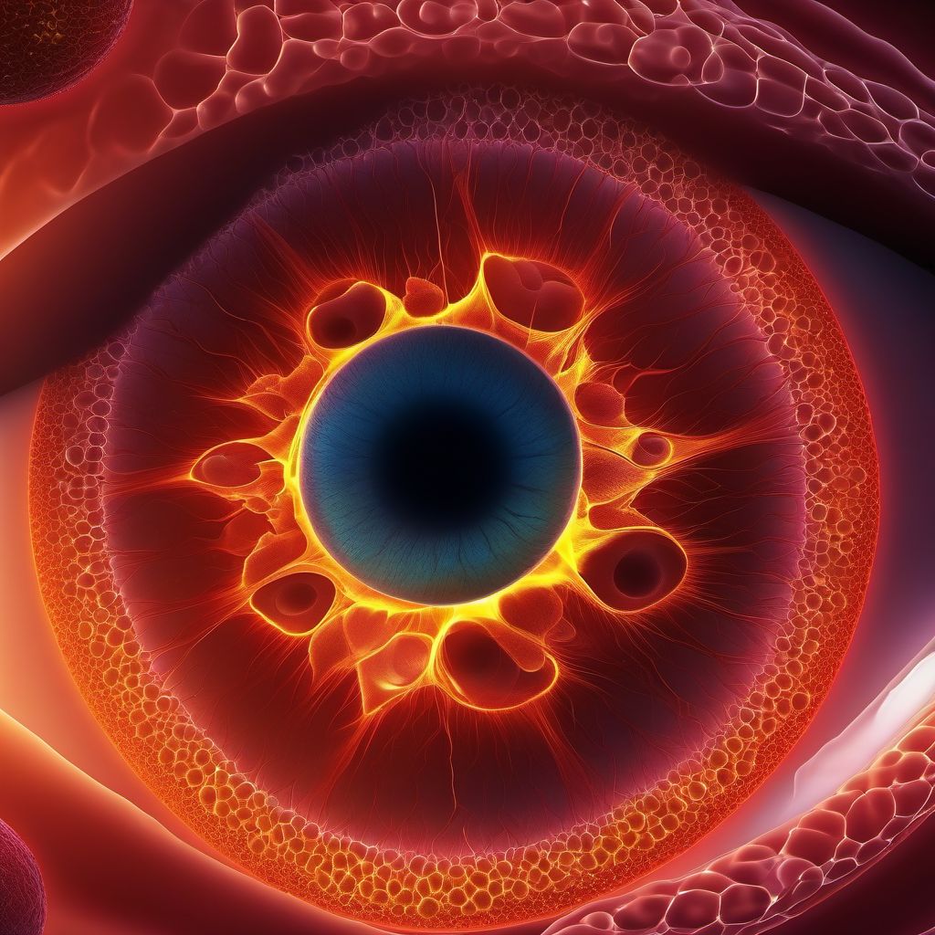 Drug or chemical induced diabetes mellitus with proliferative diabetic retinopathy with combined traction retinal detachment and rhegmatogenous retinal detachment digital illustration