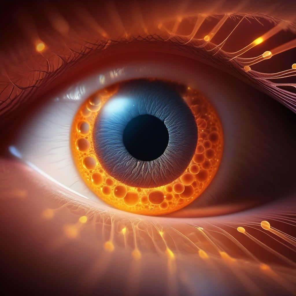 Drug or chemical induced diabetes mellitus with proliferative diabetic retinopathy without macular edema digital illustration