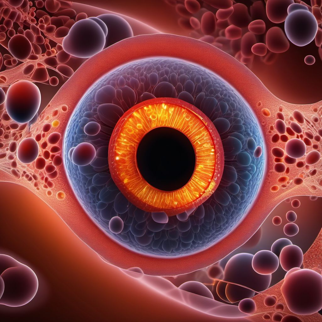 Type 1 diabetes mellitus with mild nonproliferative diabetic retinopathy with macular edema digital illustration