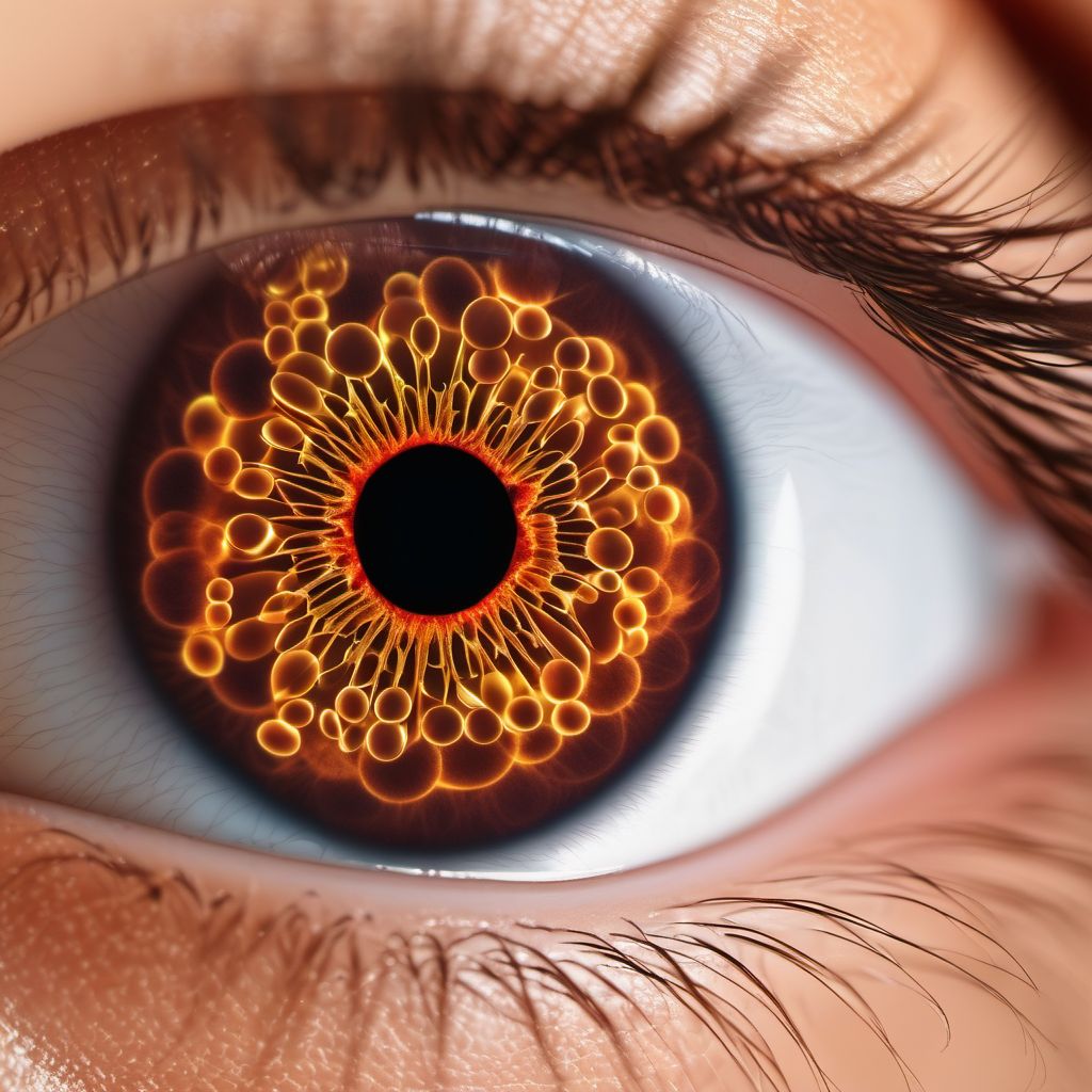 Other specified diabetes mellitus with severe nonproliferative diabetic retinopathy without macular edema digital illustration