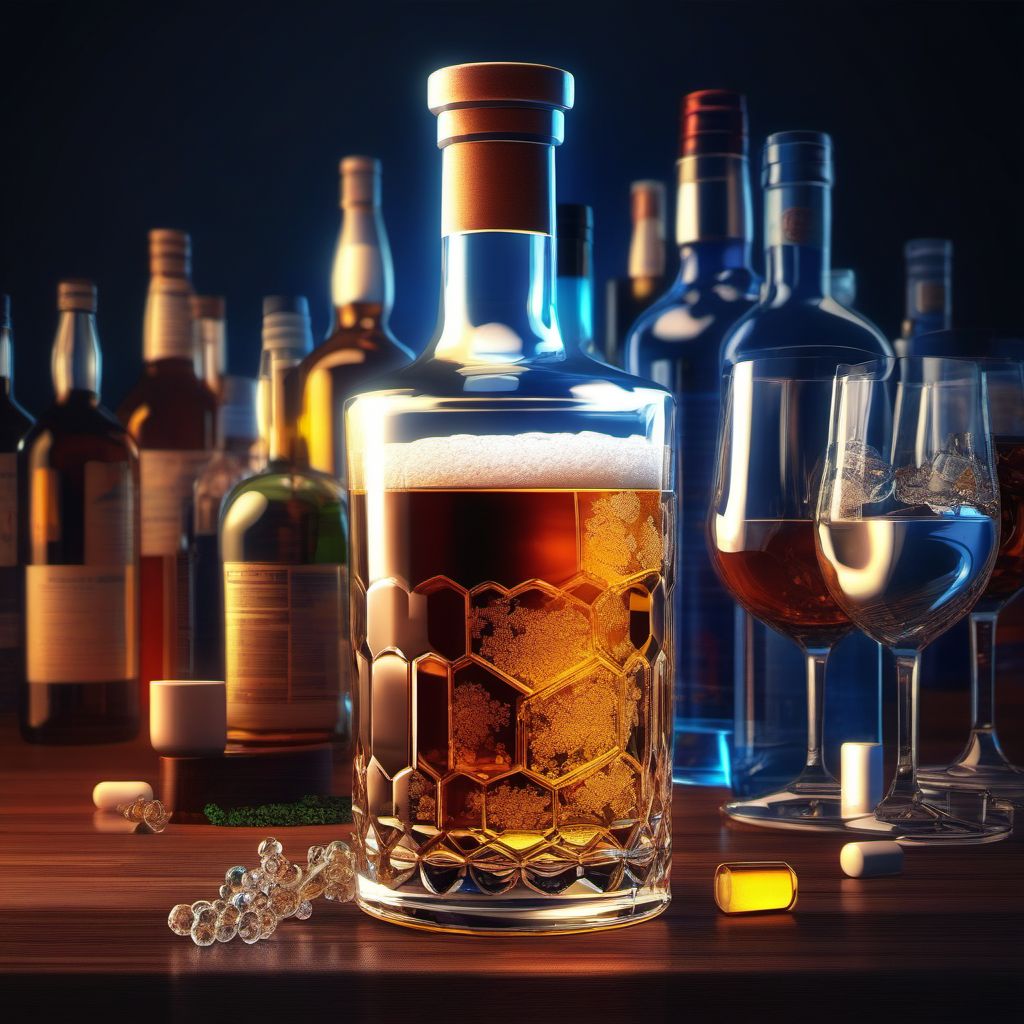 Alcohol dependence with intoxication digital illustration