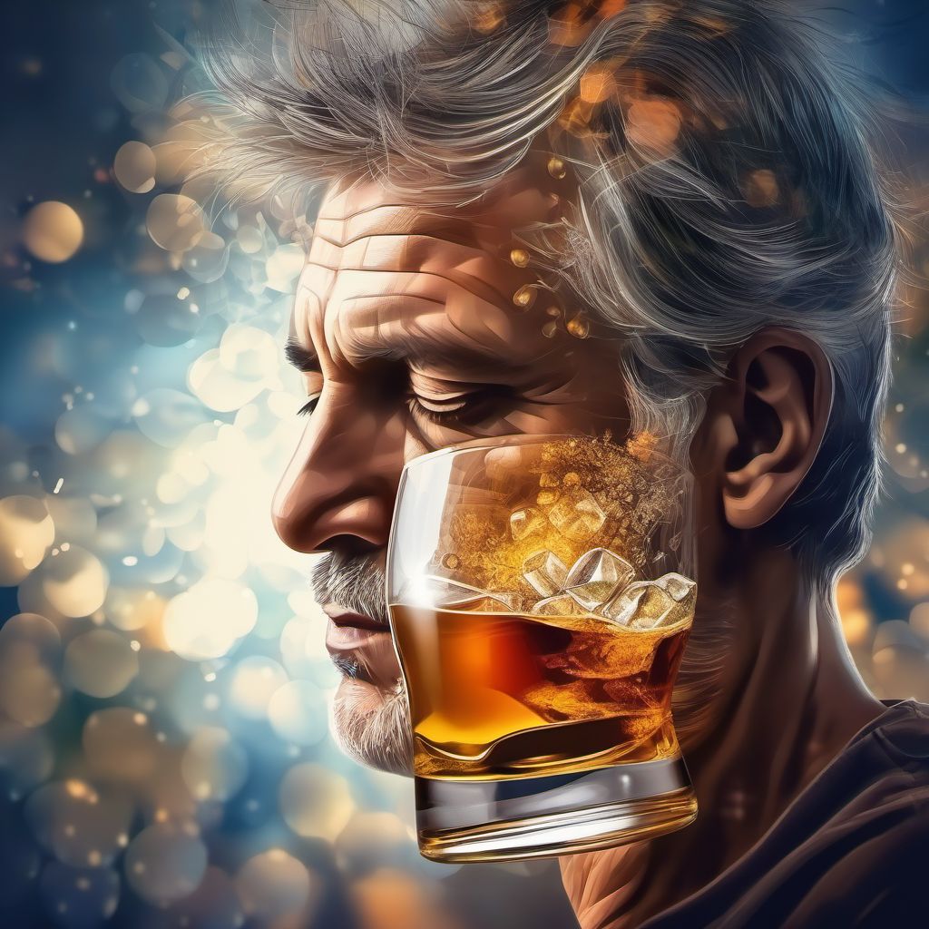 Alcohol dependence with alcohol-induced persisting dementia digital illustration