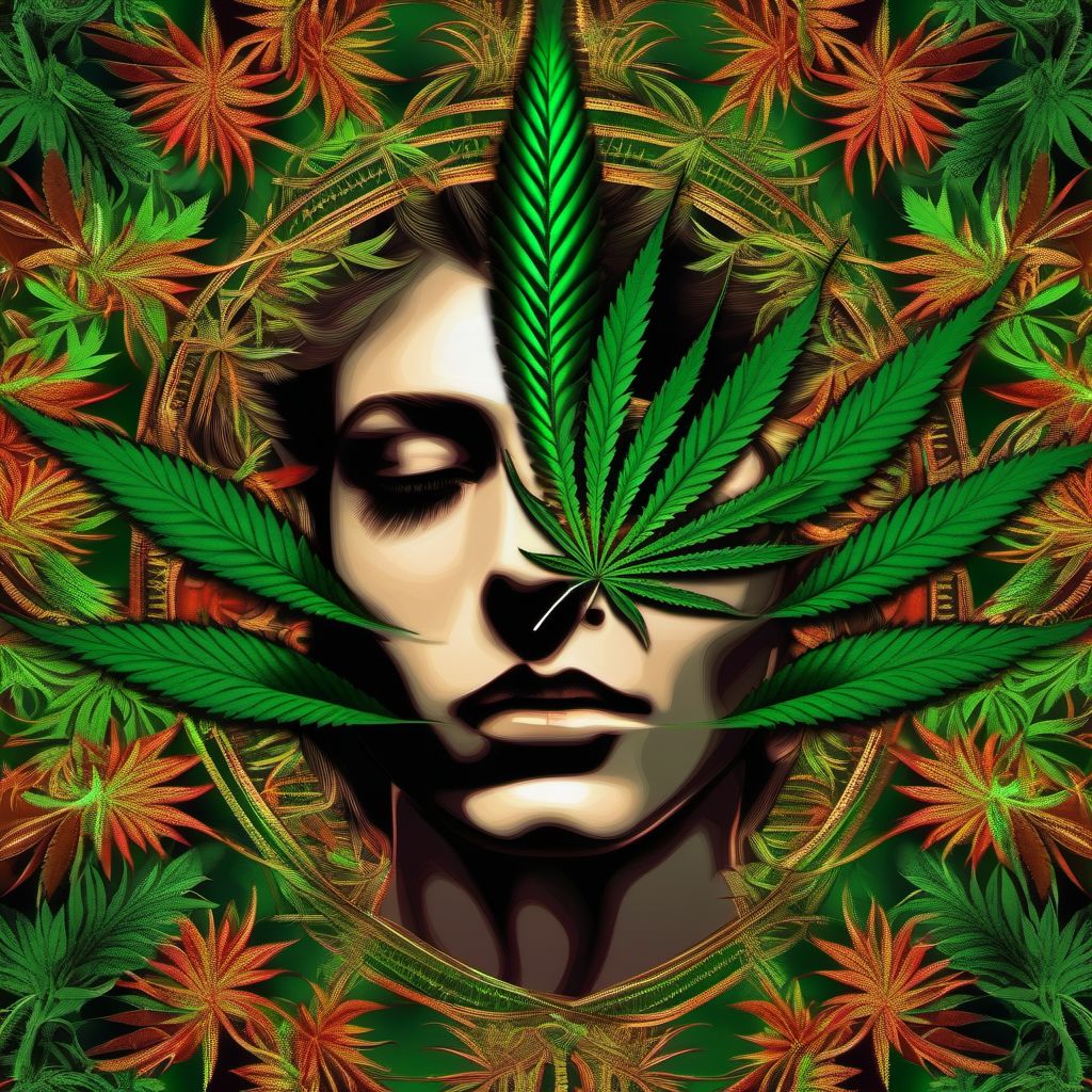 Cannabis abuse with psychotic disorder digital illustration