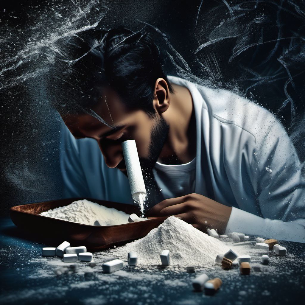 Cocaine abuse with other cocaine-induced disorder digital illustration