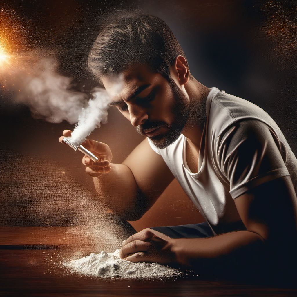 Cocaine dependence with cocaine-induced psychotic disorder digital illustration