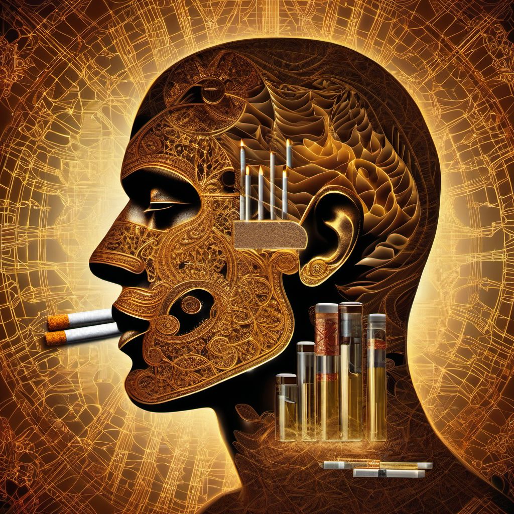 Nicotine dependence, cigarettes digital illustration