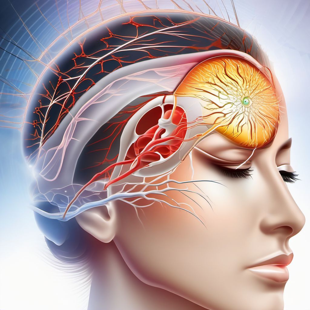 Short lasting unilateral neuralgiform headache with conjunctival injection and tearing (SUNCT) digital illustration