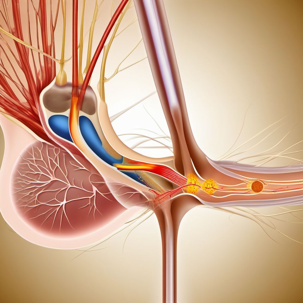 Lesion of medial popliteal nerve digital illustration