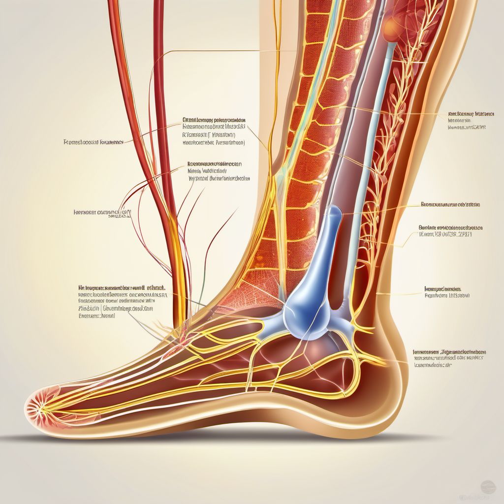 Lesion of plantar nerve digital illustration