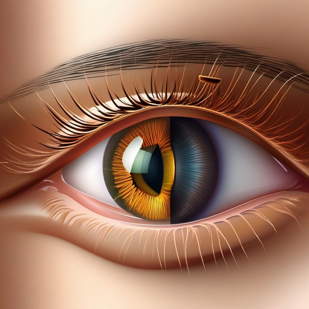 Mechanical entropion of eyelid digital illustration