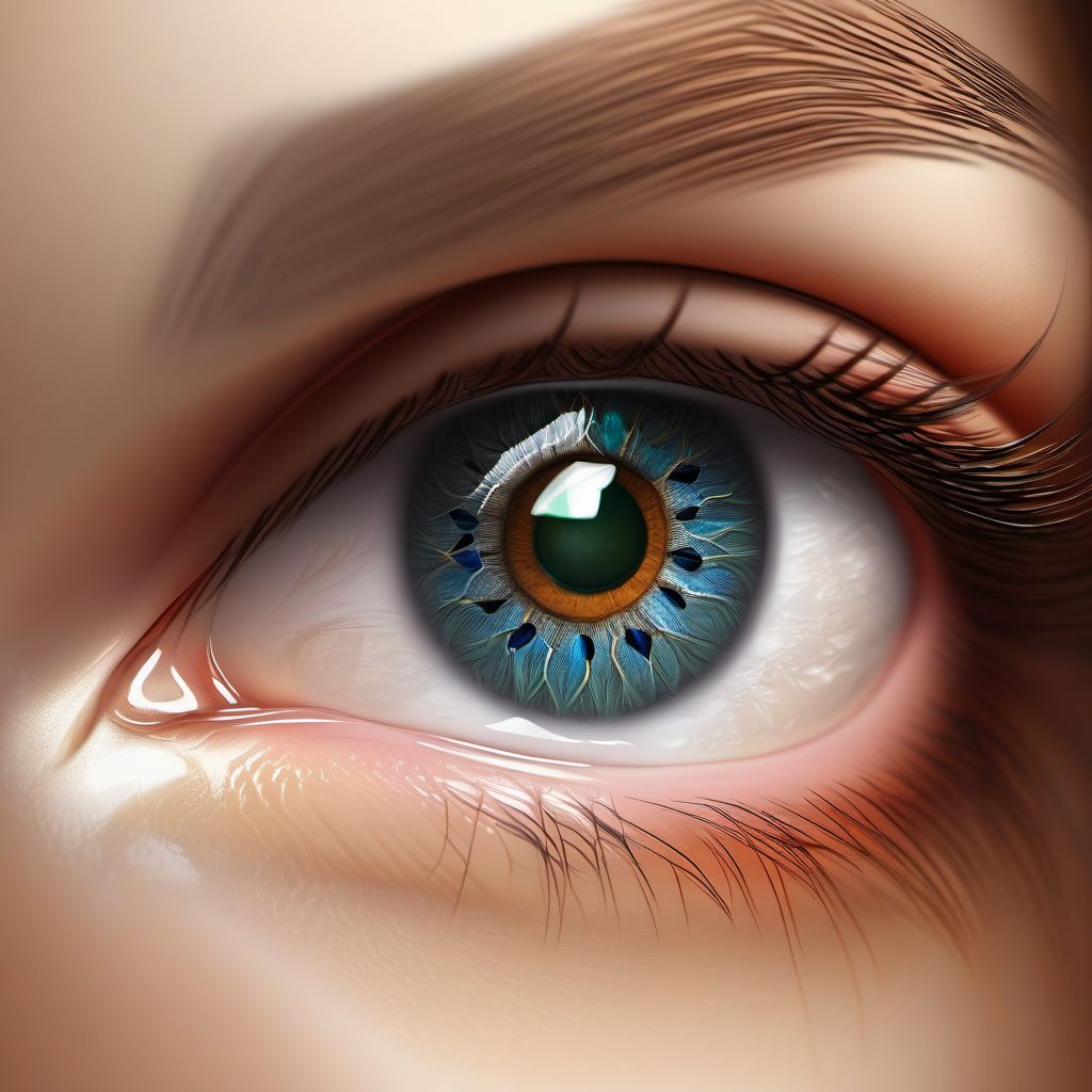 Ptosis of eyelid digital illustration
