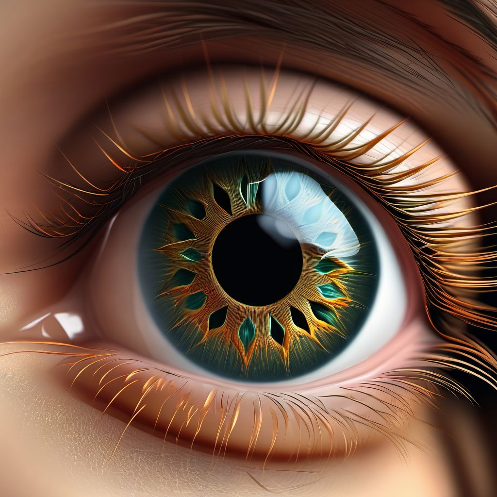 Mechanical ptosis of eyelid digital illustration