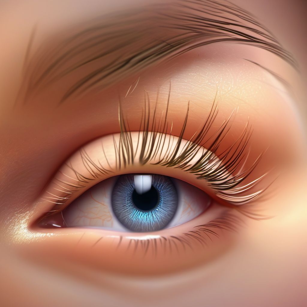 Retained foreign body in eyelid digital illustration