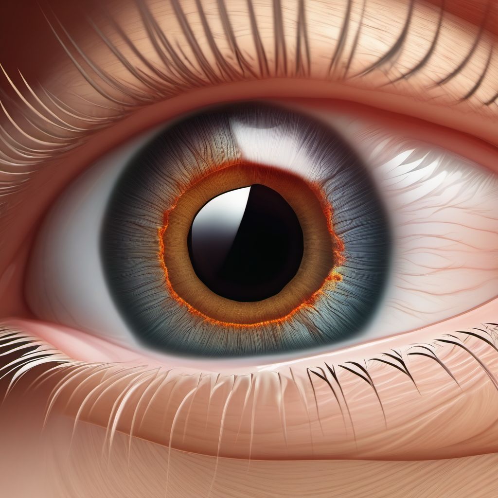 Central pterygium of eye digital illustration