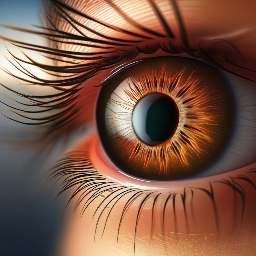 Peripheral pterygium of eye, stationary digital illustration