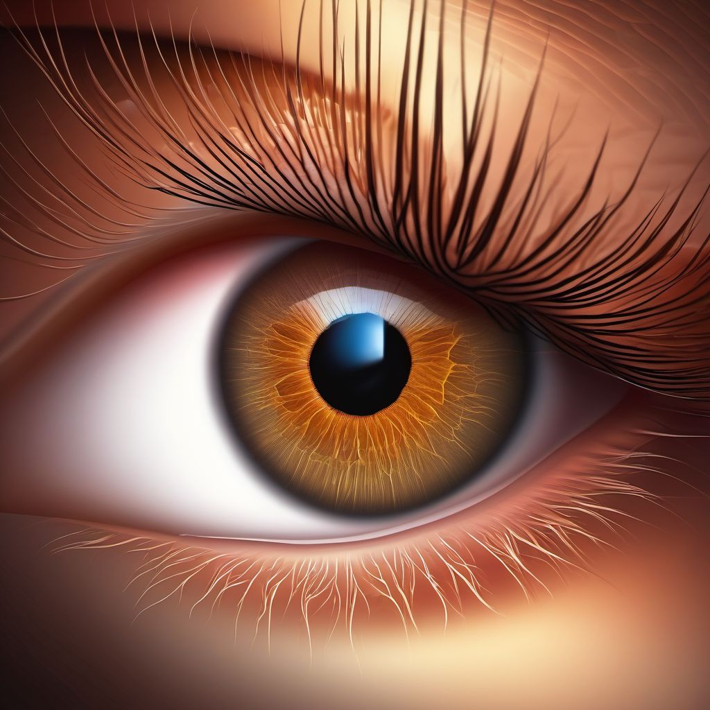 Peripheral pterygium of eye, progressive digital illustration