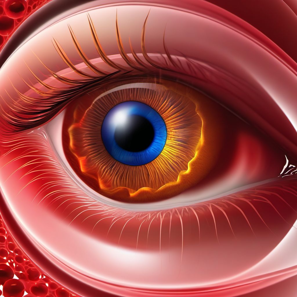 Central corneal ulcer digital illustration