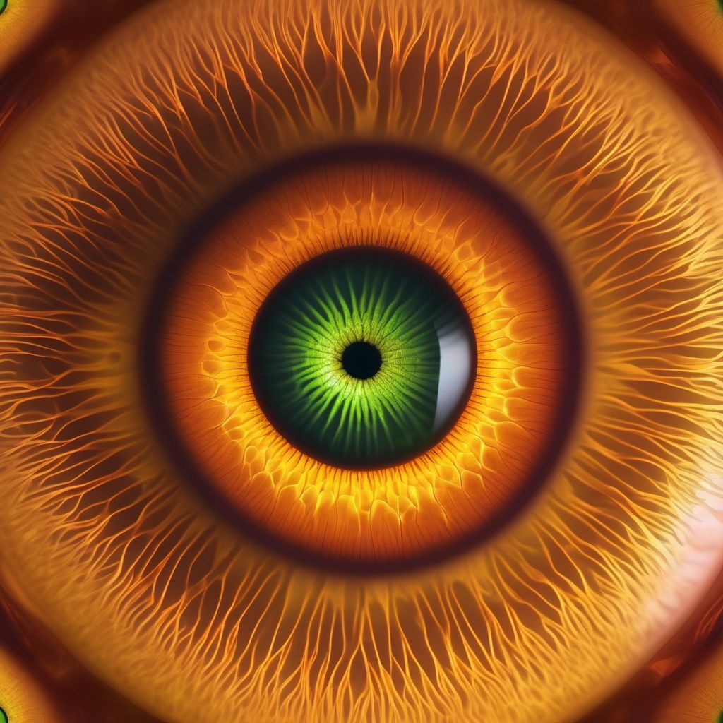 Exudative cysts of iris or anterior chamber digital illustration