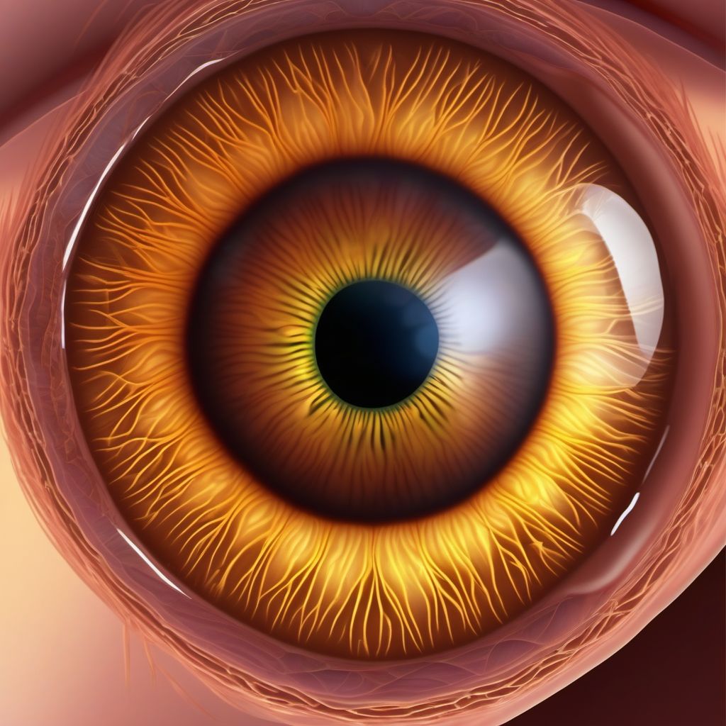 Parasitic cyst of iris, ciliary body or anterior chamber digital illustration