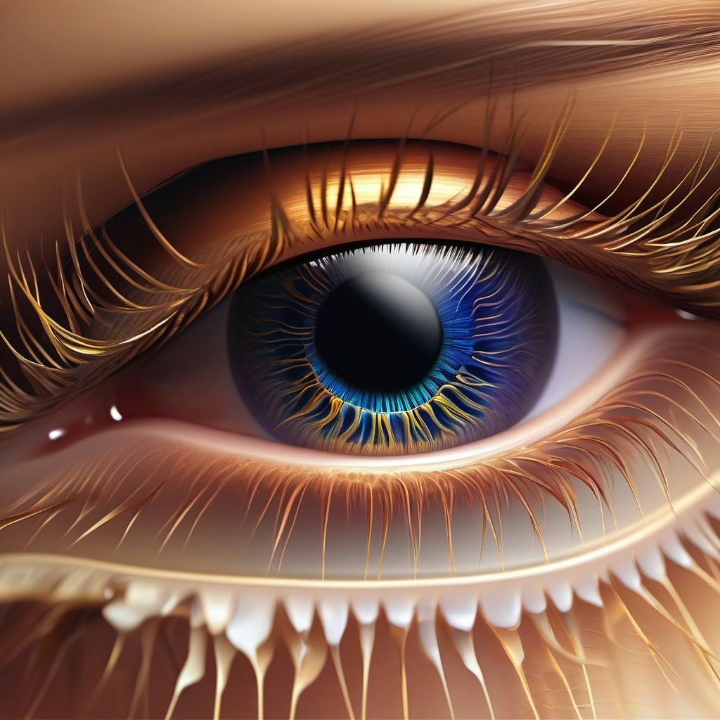 Other and unspecified adhesions and disruptions of iris and ciliary body digital illustration