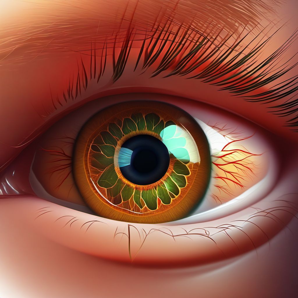 Cataract with neovascularization digital illustration