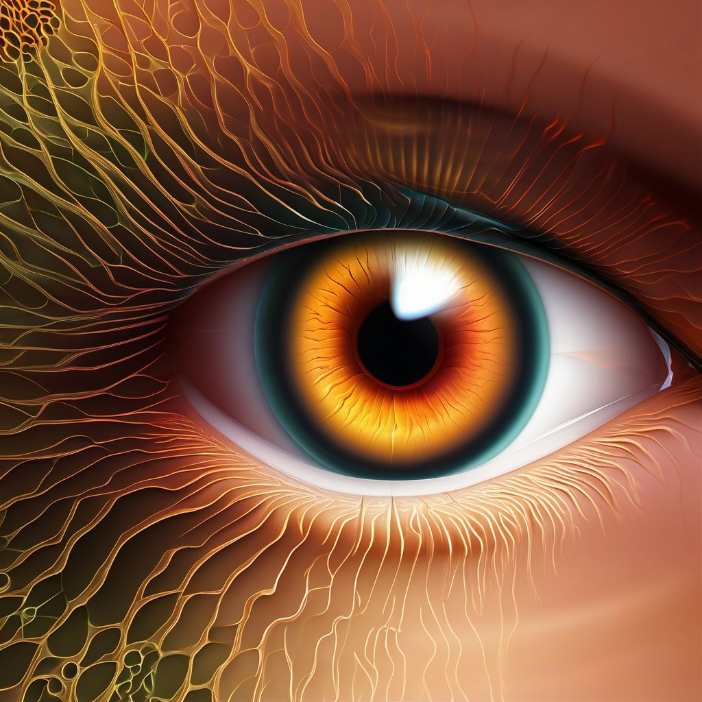 Retinal detachment with retinal break digital illustration