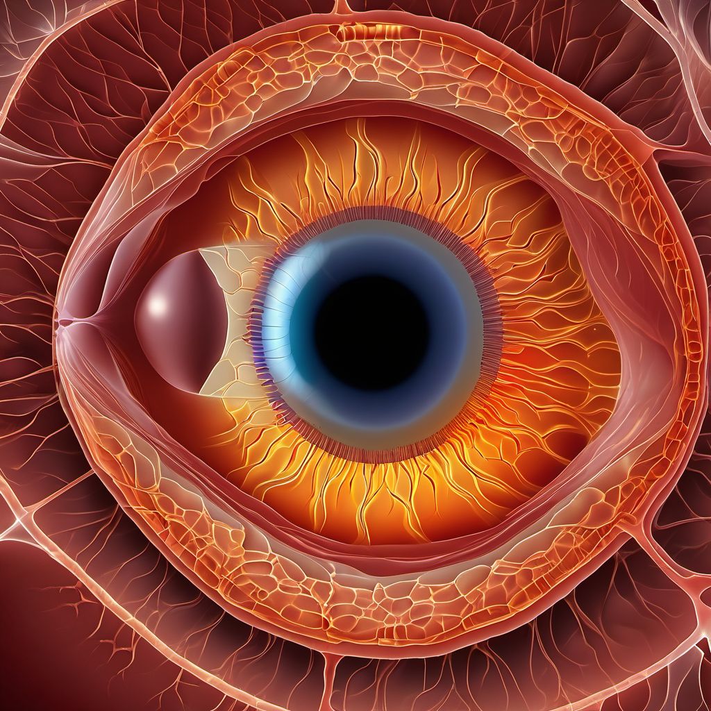 Retinal detachment with multiple breaks digital illustration