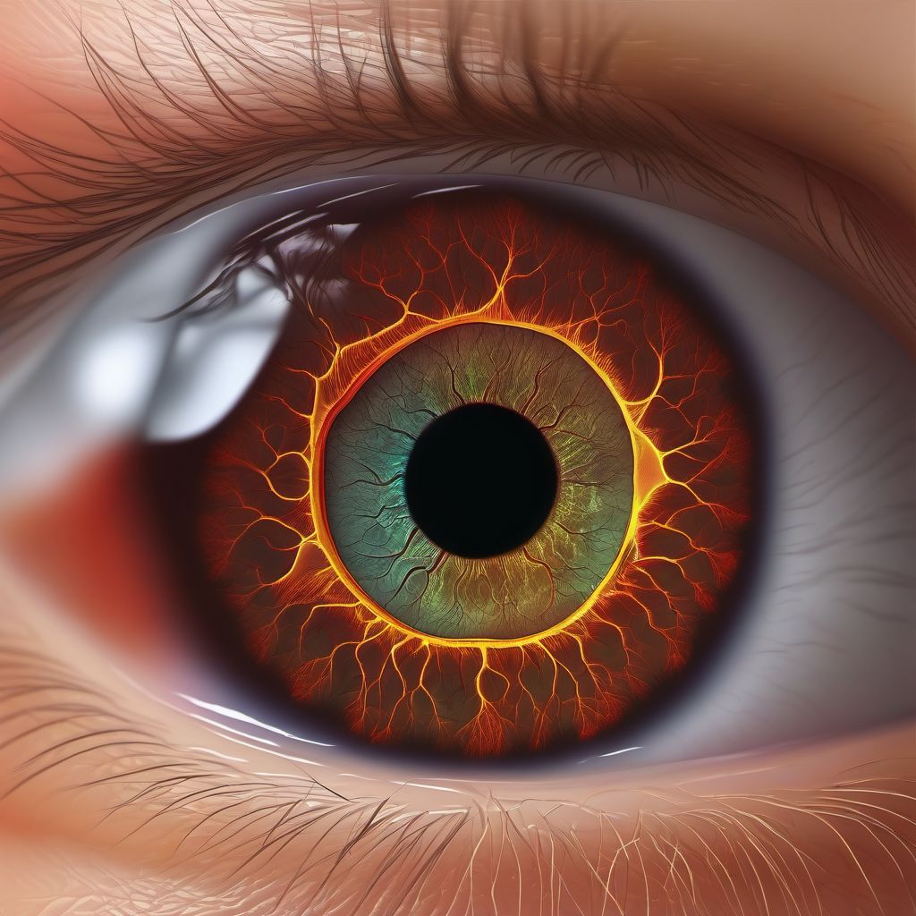 Tributary (branch) retinal vein occlusion, left eye digital illustration