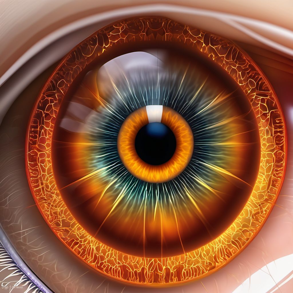 Low-tension glaucoma, right eye digital illustration