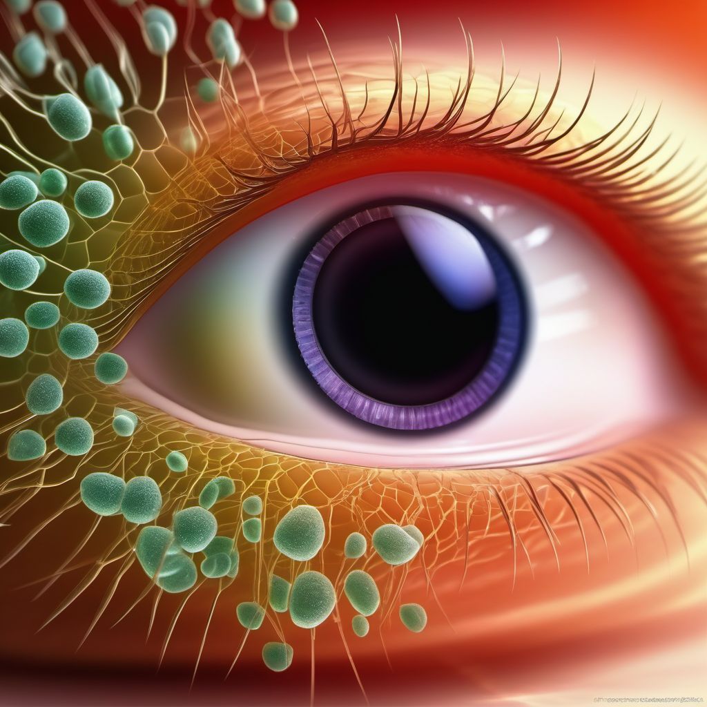 Capsular glaucoma with pseudoexfoliation of lens digital illustration