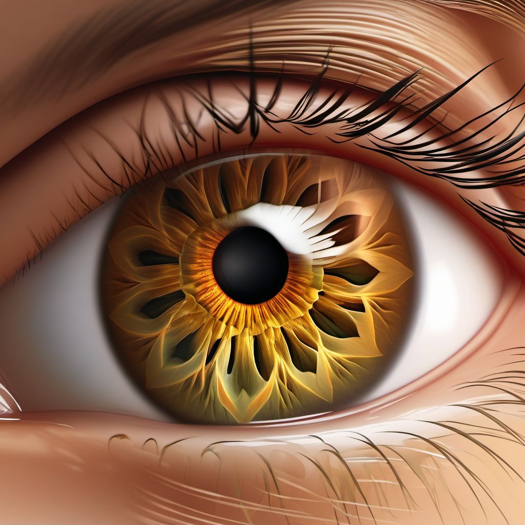 Chronic angle-closure glaucoma, left eye digital illustration