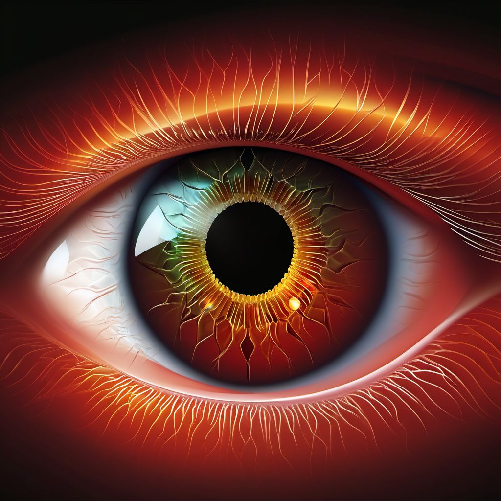 Glaucoma secondary to eye trauma digital illustration