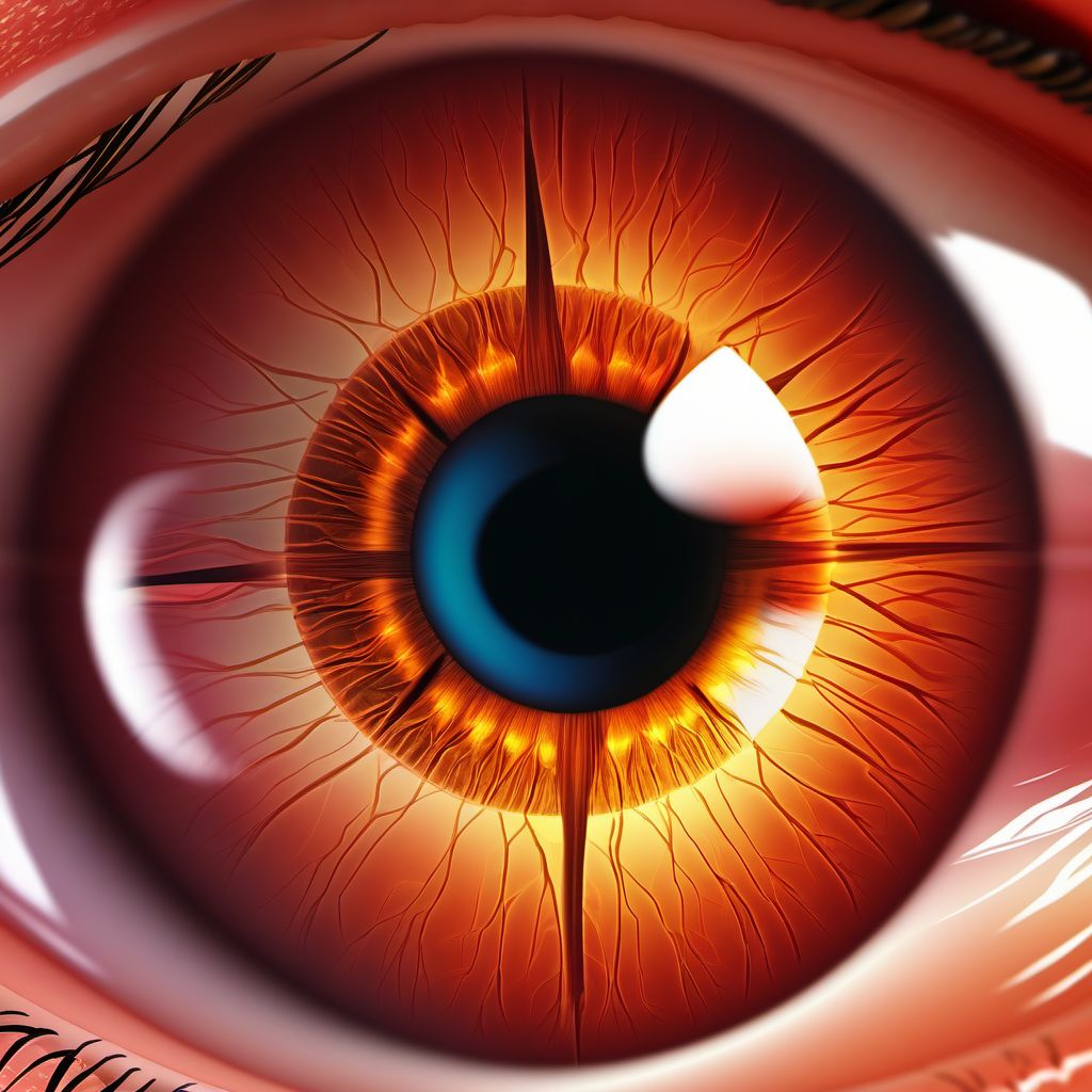 Glaucoma secondary to eye trauma, right eye digital illustration