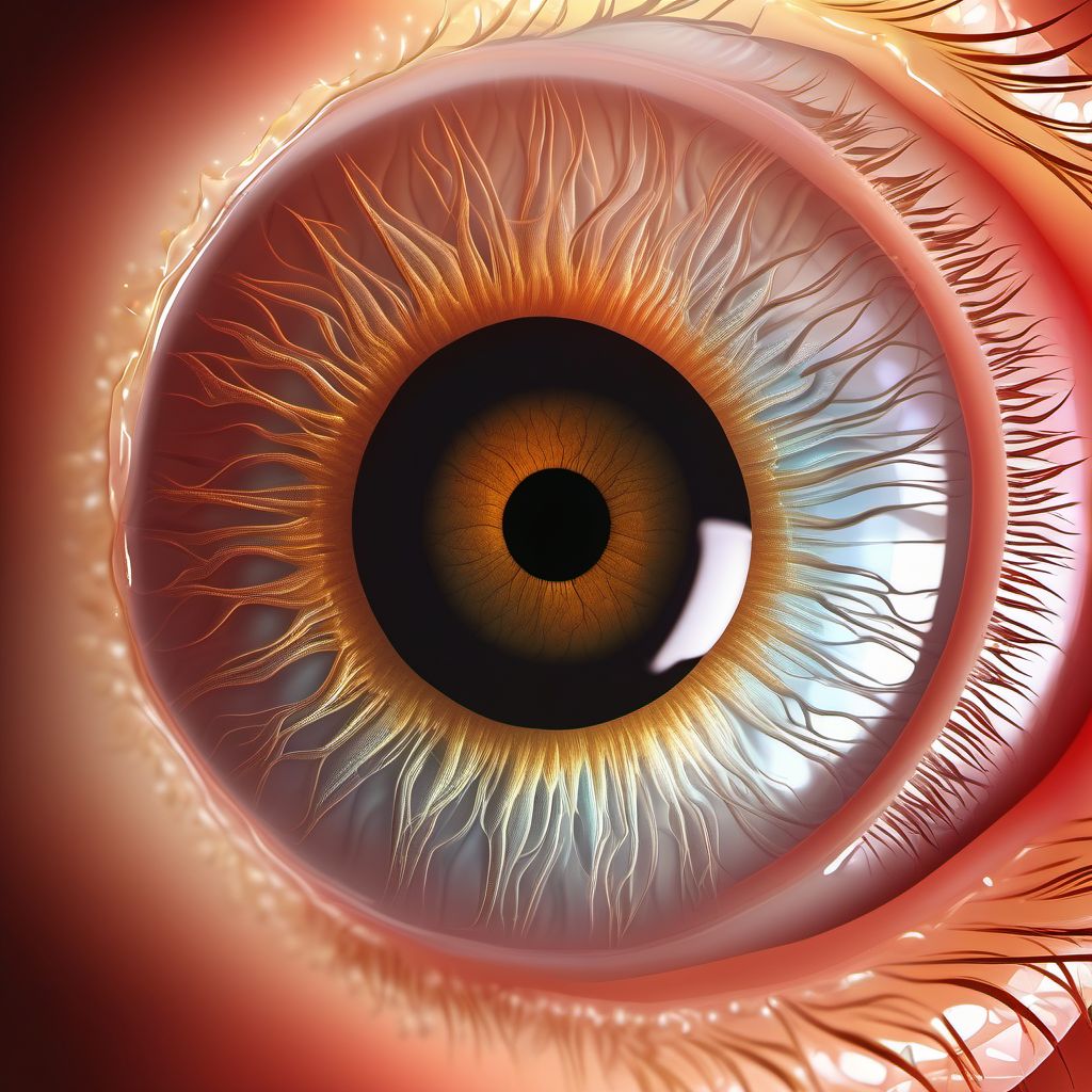Glaucoma secondary to eye trauma, left eye digital illustration