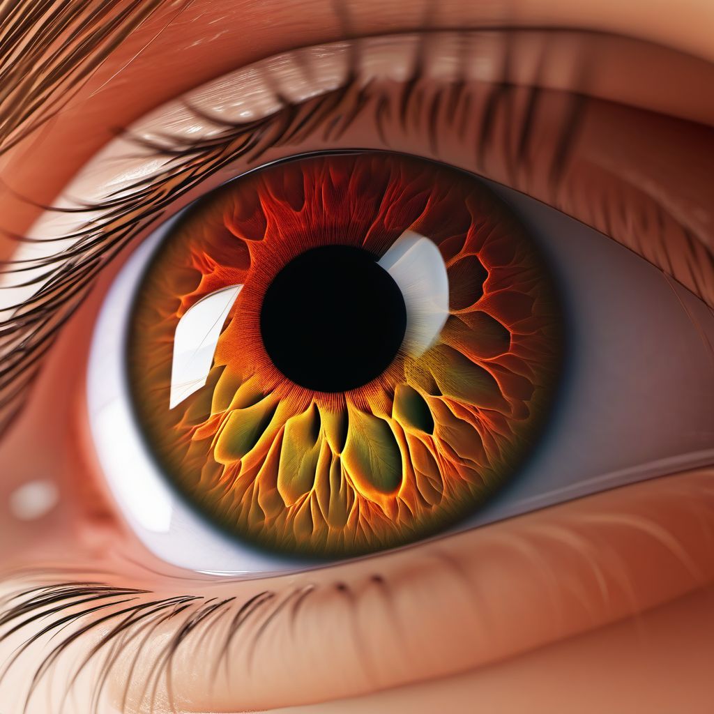 Glaucoma secondary to eye inflammation, left eye digital illustration