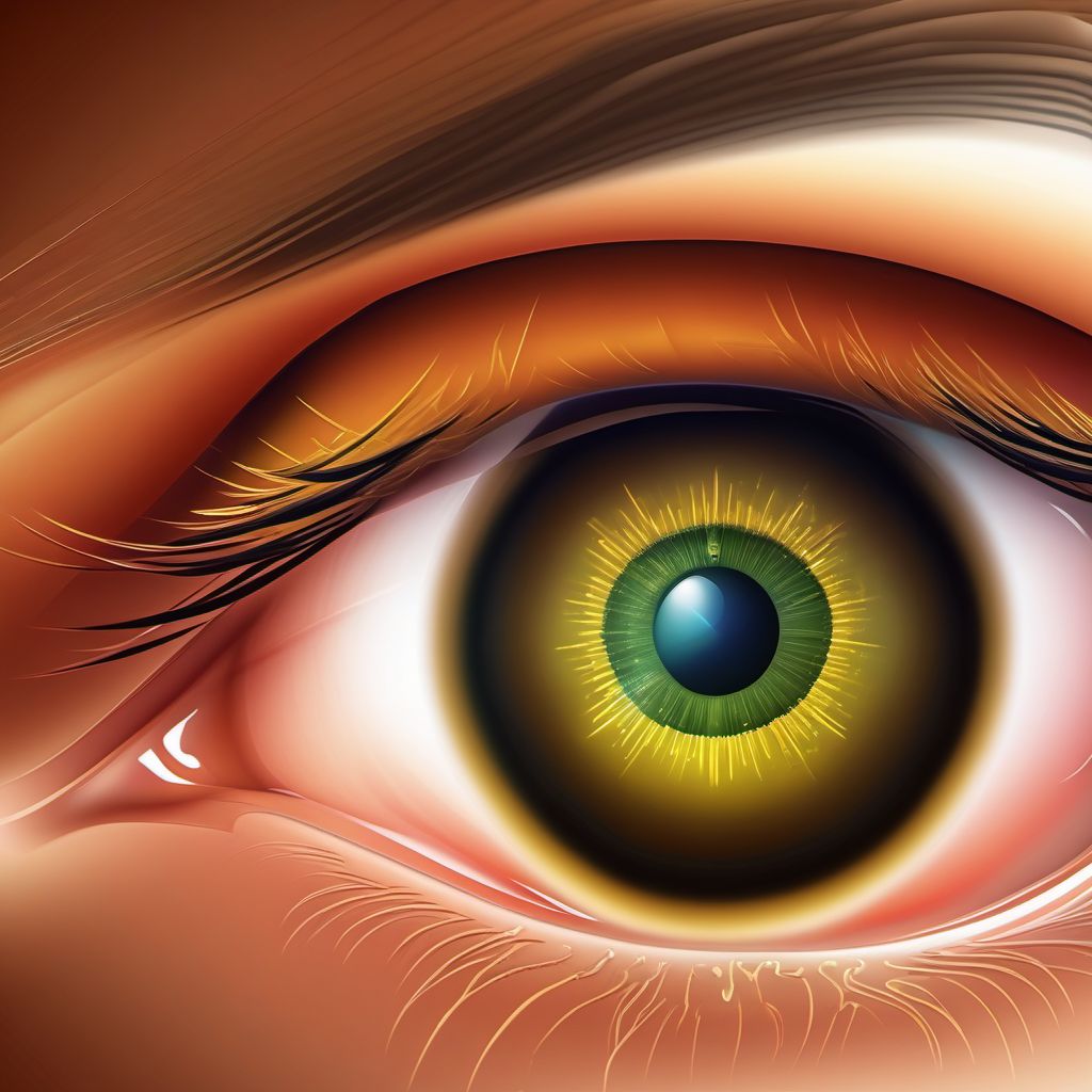 Glaucoma secondary to other eye disorders, right eye digital illustration