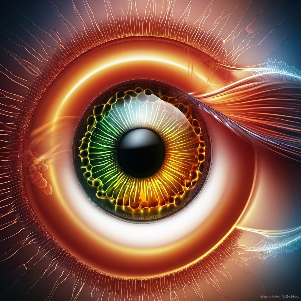 Glaucoma secondary to drugs, right eye digital illustration