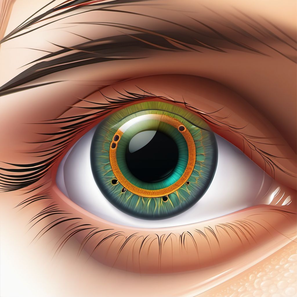 Flat anterior chamber hypotony of eye digital illustration