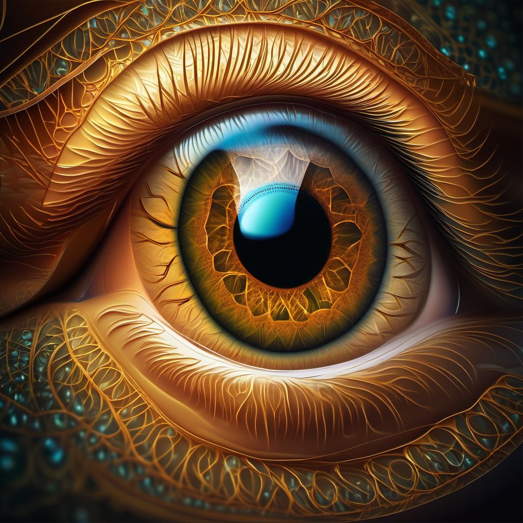 Hypotony of eye due to ocular fistula digital illustration