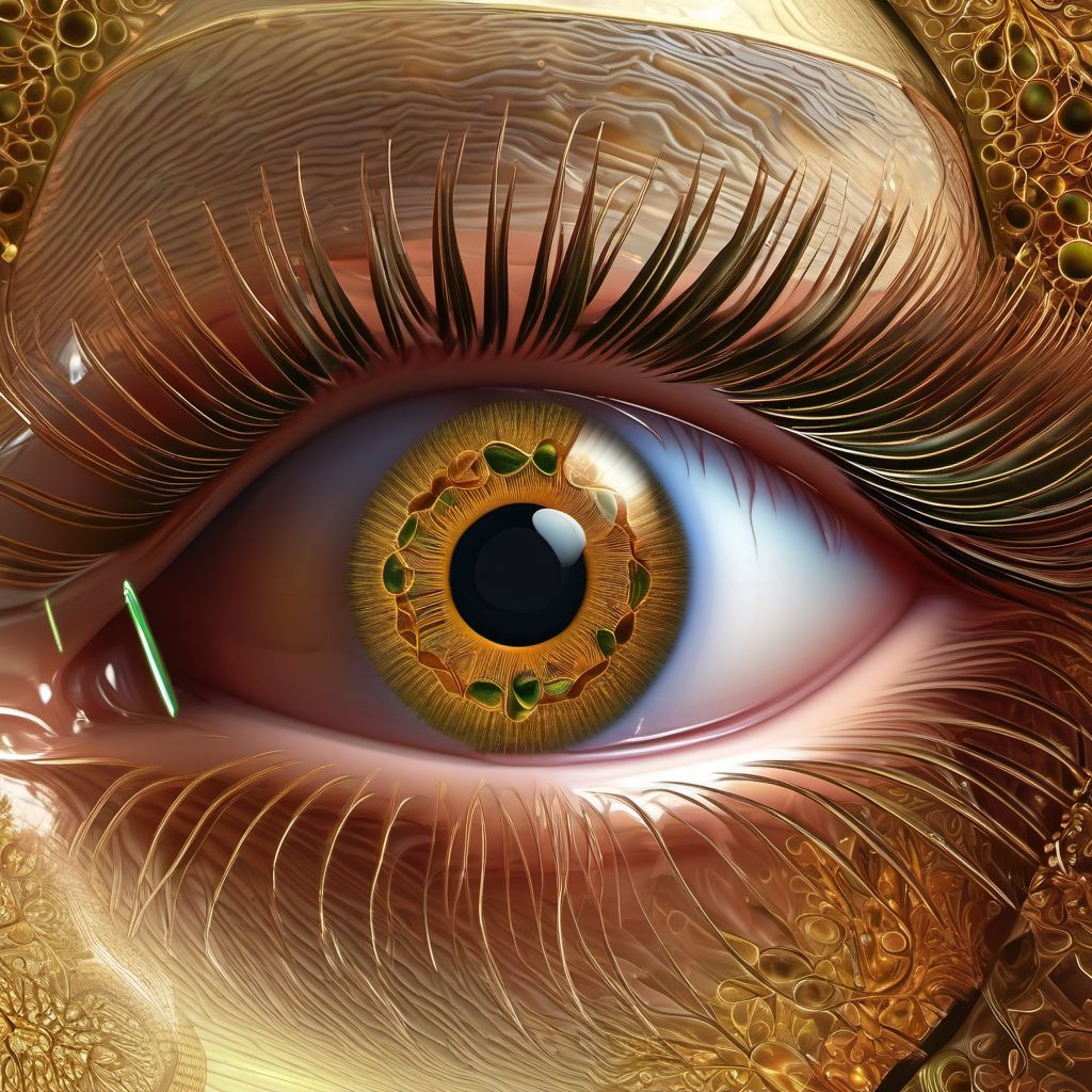 Retained (old) magnetic foreign body in vitreous body digital illustration