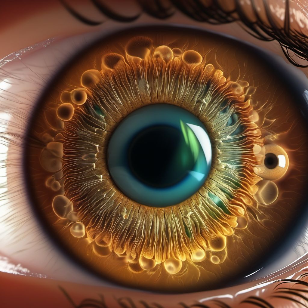 Retained (old) intraocular foreign body, magnetic, in other or multiple sites digital illustration