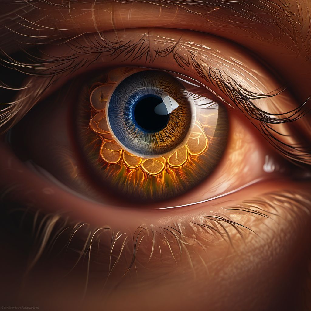 Retained (old) intraocular foreign body, nonmagnetic digital illustration