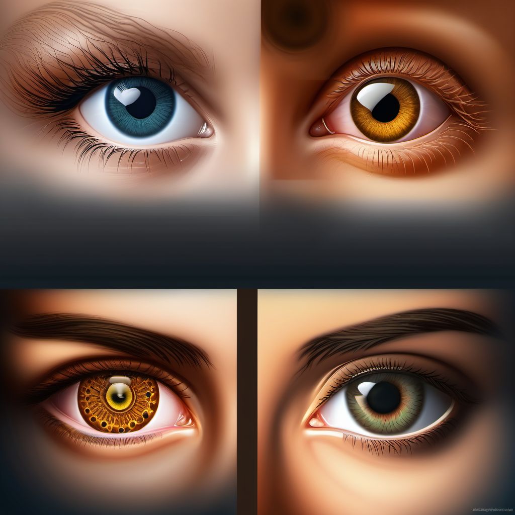 Low vision right eye category 2, normal vision left eye digital illustration